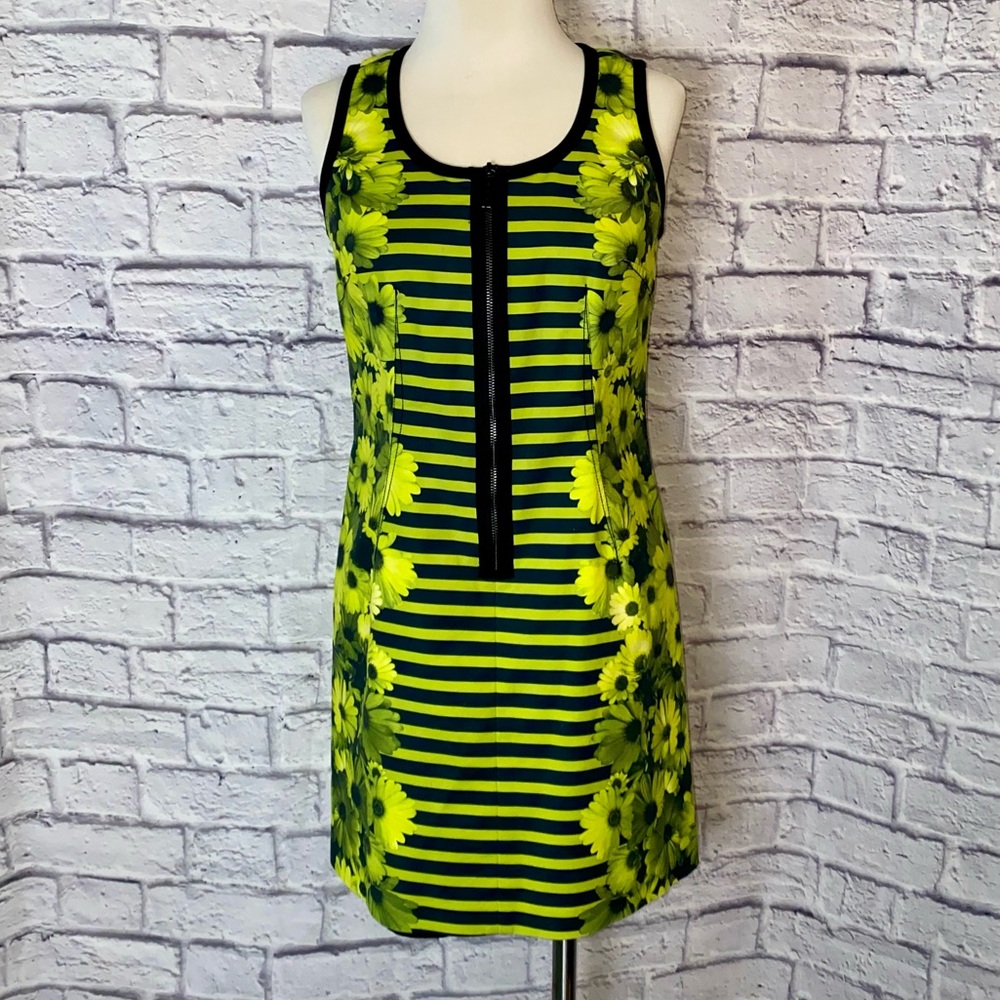 Michael Kors. Mixed-Media Sleeveless Half Zip Bodycon Dress. Size 4.